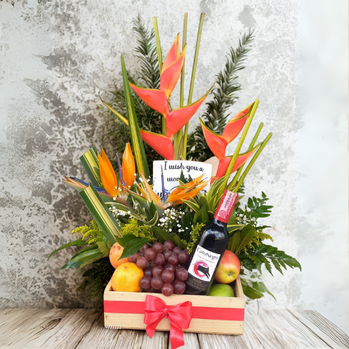🌸 Arreglo Floral & Frutas Platonia 🍇🍍 | Detalle Natural y Elegante