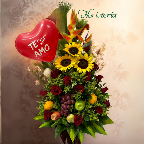 🌺 Arreglo Floral con Frutas Trópico 🍍🍓