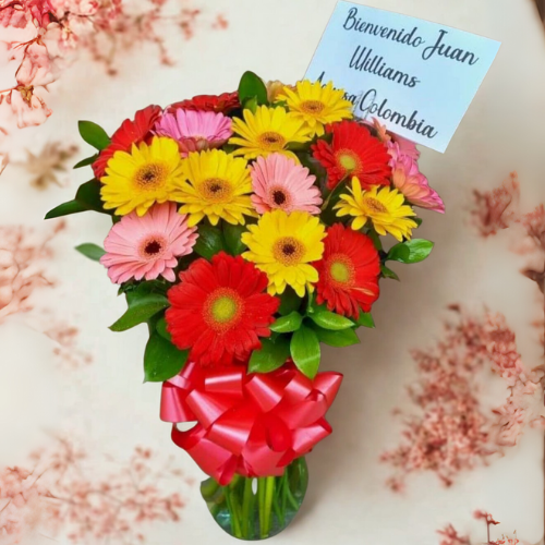 Jarrón con Gerberas Multicolor 🌼✨ | Alegría en Cada Color