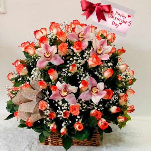 ✨Canasta de Rosas y Orquídeas 🌹🌸