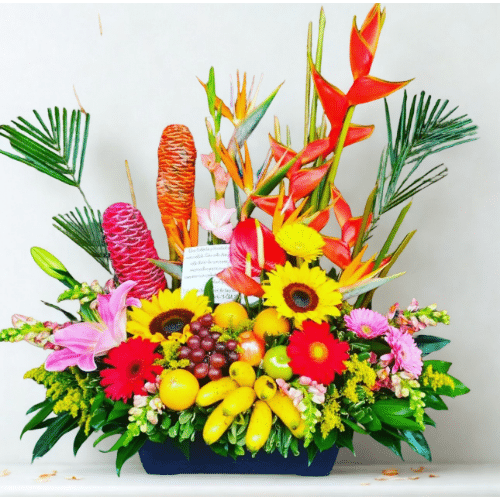Floral Arrangement with Hawaiian Fruits