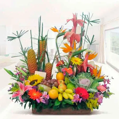 Floral Arrangement with Hawaiian Fruits