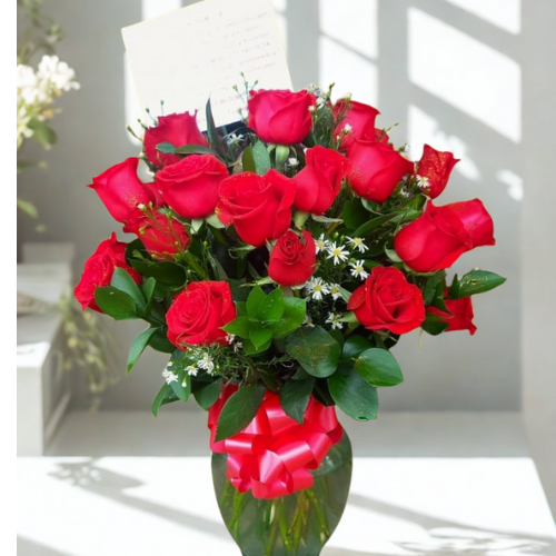 Jarrón con 18 Rosas 🌹✨