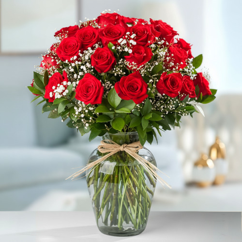 Jarrón con 24 Rosas 🌹✨ | Elegancia Clásica para Sorprender