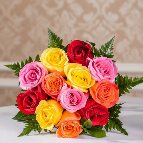 🌈 Ramillete o Bouquet de Rosas Multicolor – Puro Encanto 💐